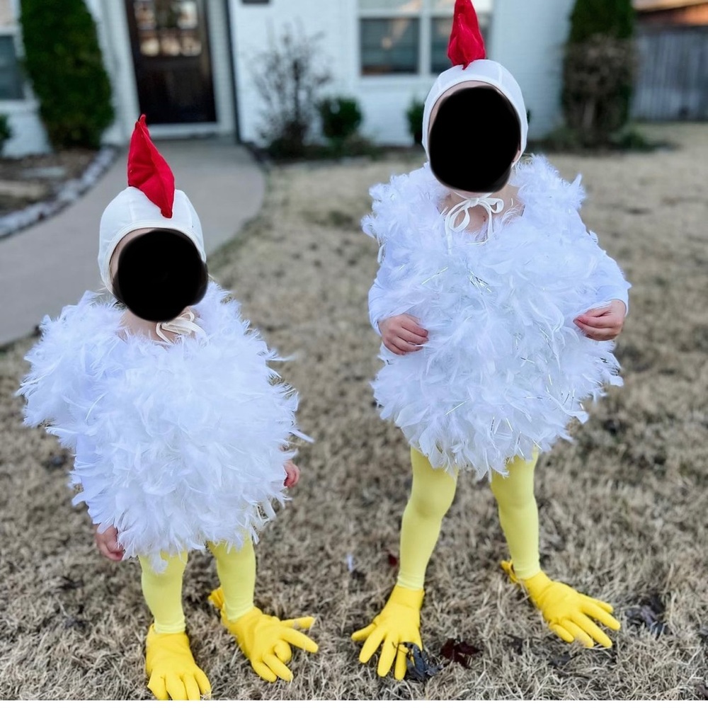 Handmade toddler feathered chicken costume